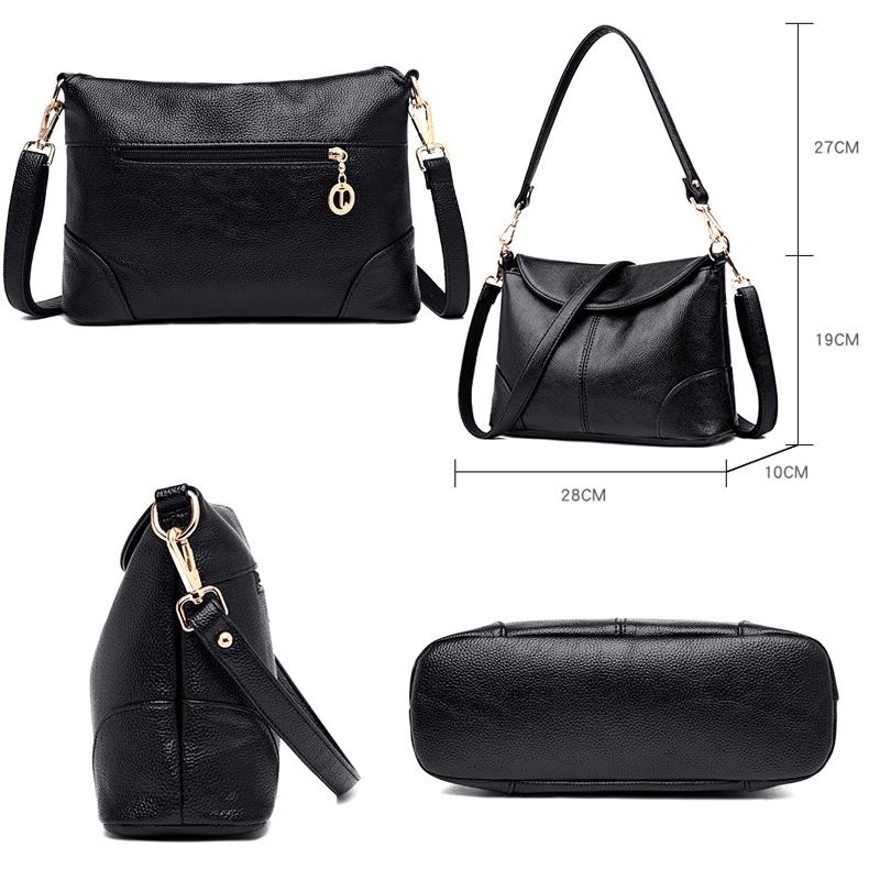 Stylish Soft Leather Shoulder Bag - Red