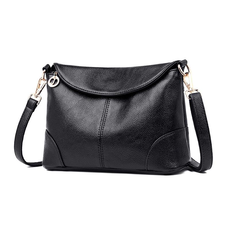Stylish Soft Leather Shoulder Bag - Red