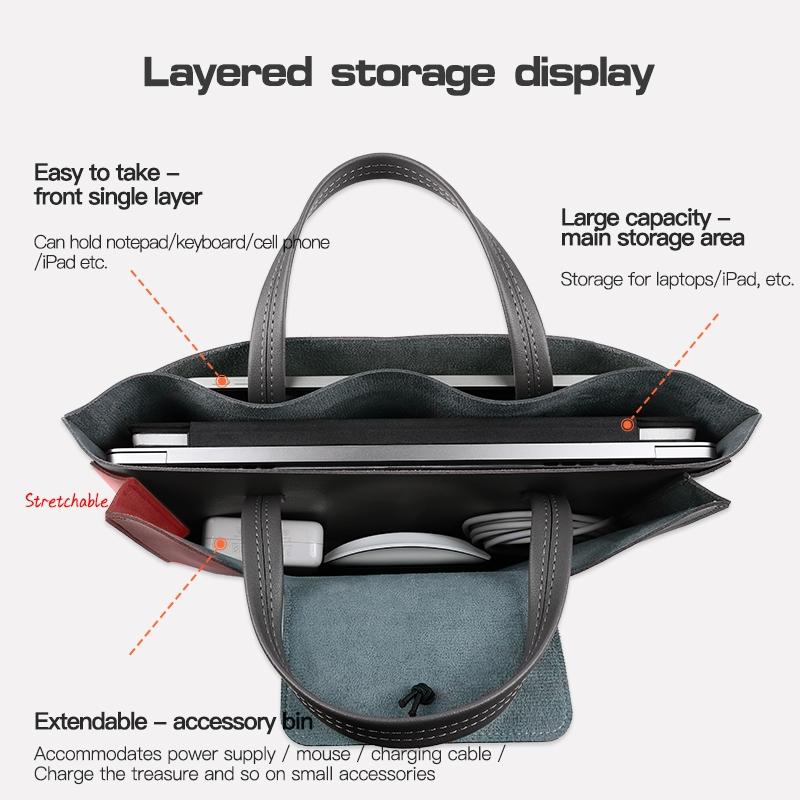 Portable Laptop Inner Bag with Elastic Thread Button - Dark Gray