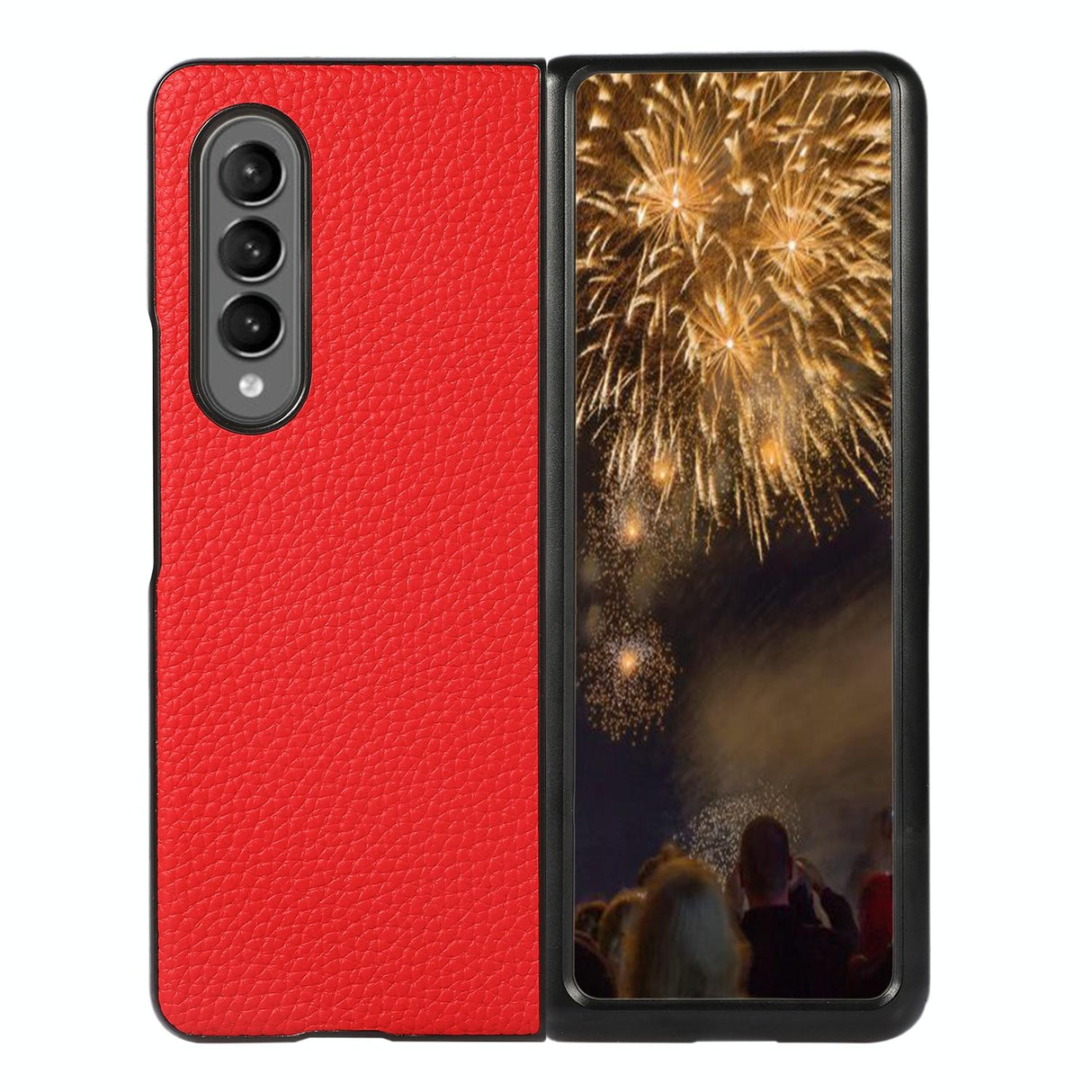 For Samsung Galaxy Z Fold4 5G Litchi Texture Case - Two Tone - Green