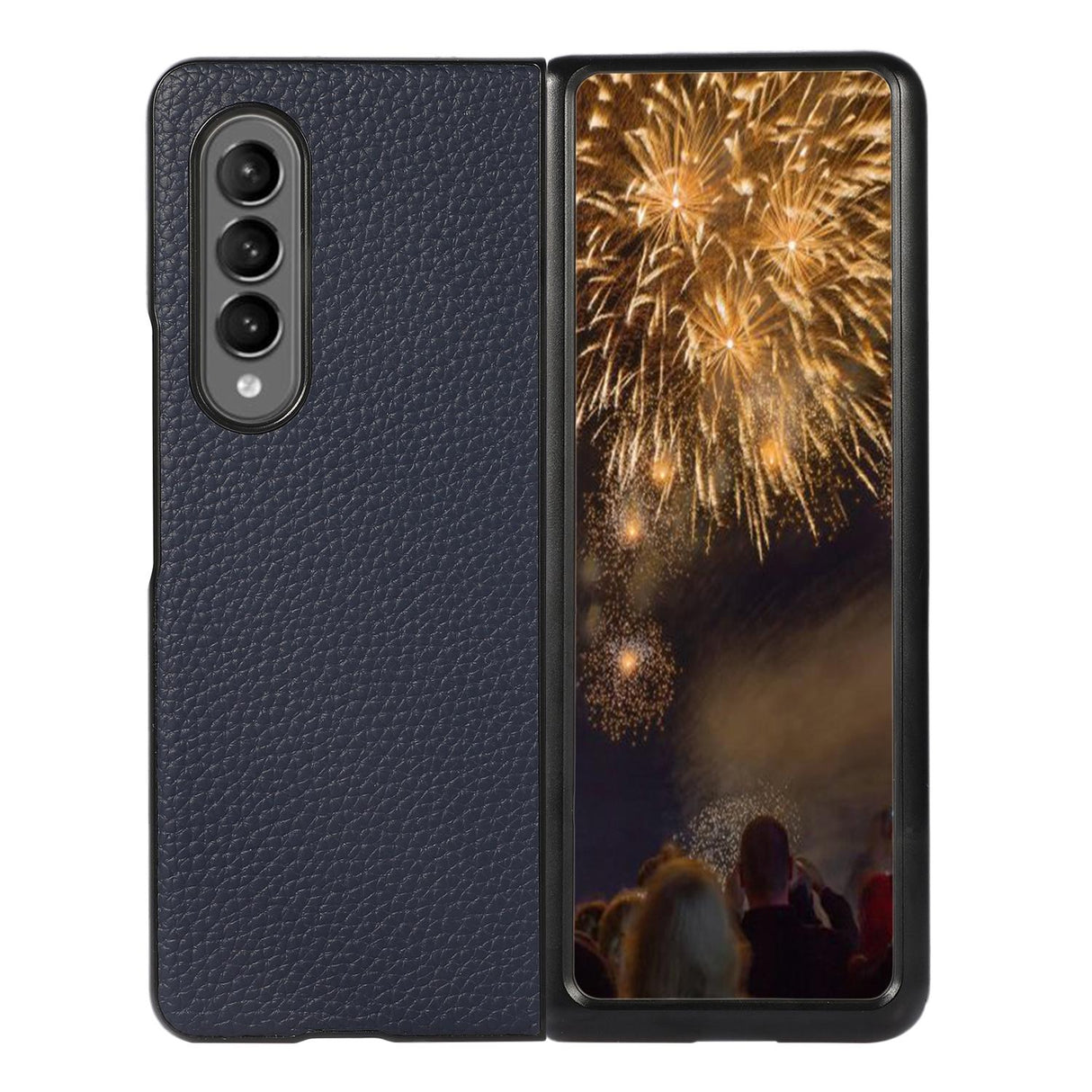 For Samsung Galaxy Z Fold4 5G Litchi Texture Case - Two Tone - Green