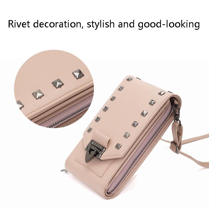 Diamond Rivet Shoulder Bag For Mobile Phones - Pink