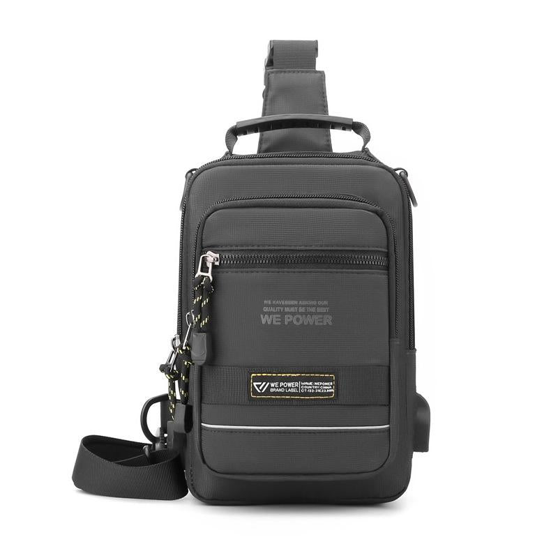 USB Chest Outdoor Shoulder Messenger Bag For Men With Charging Port - Dark Green