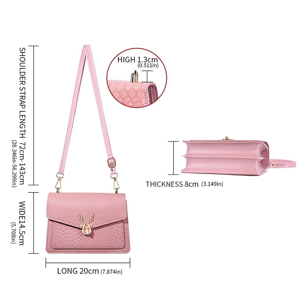 Stylish Crocodile Leather Crossbody Phone Bag - Pink