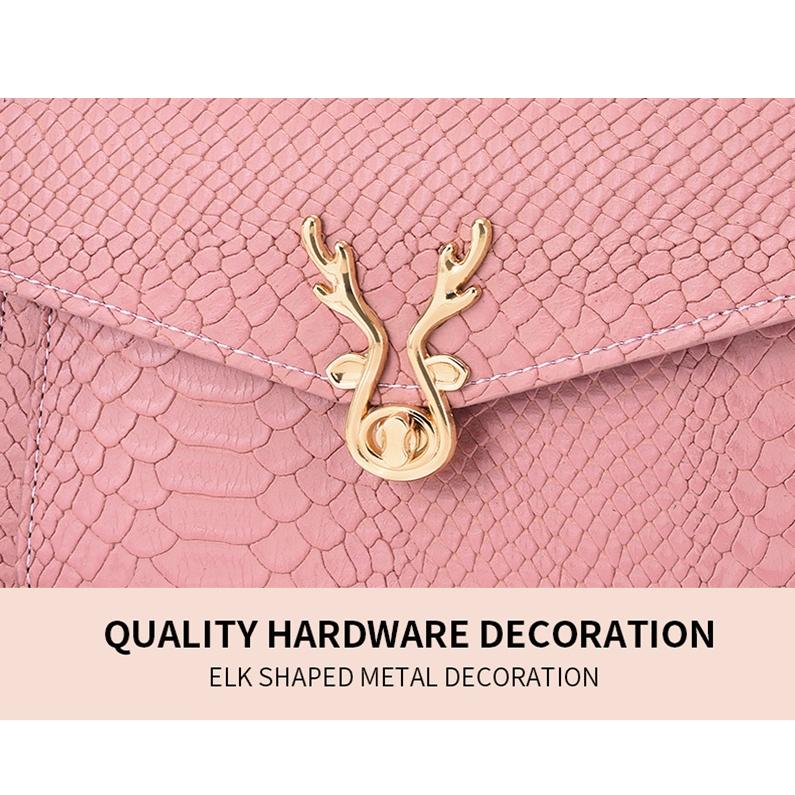 Stylish Crocodile Leather Crossbody Phone Bag - Pink