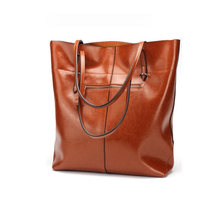 Stylish Shoulder Tote For Women - Charm Orange Horizontal Version