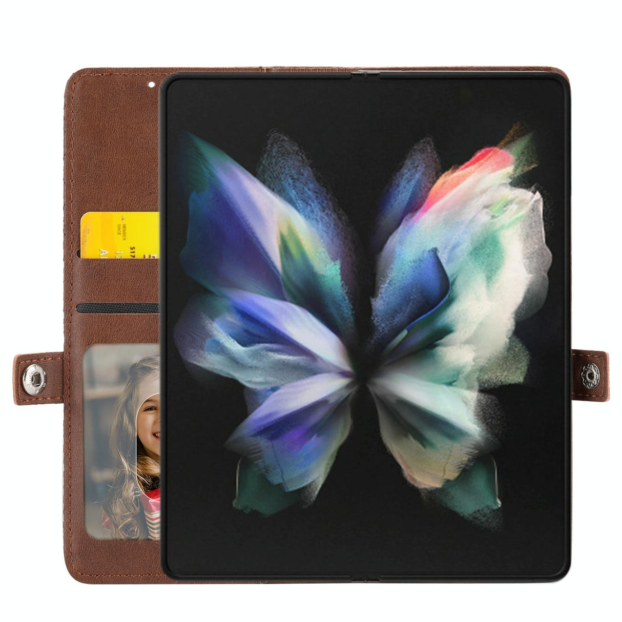 For Samsung Galaxy Z Fold4 5G Textured Leather Phone Case - Cubic Grid Design - Rose Gold