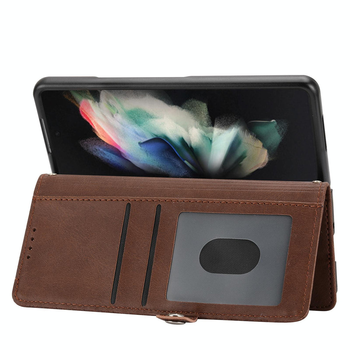 For Samsung Galaxy Z Fold4 5G Textured Leather Phone Case - Cubic Grid Design - Rose Gold