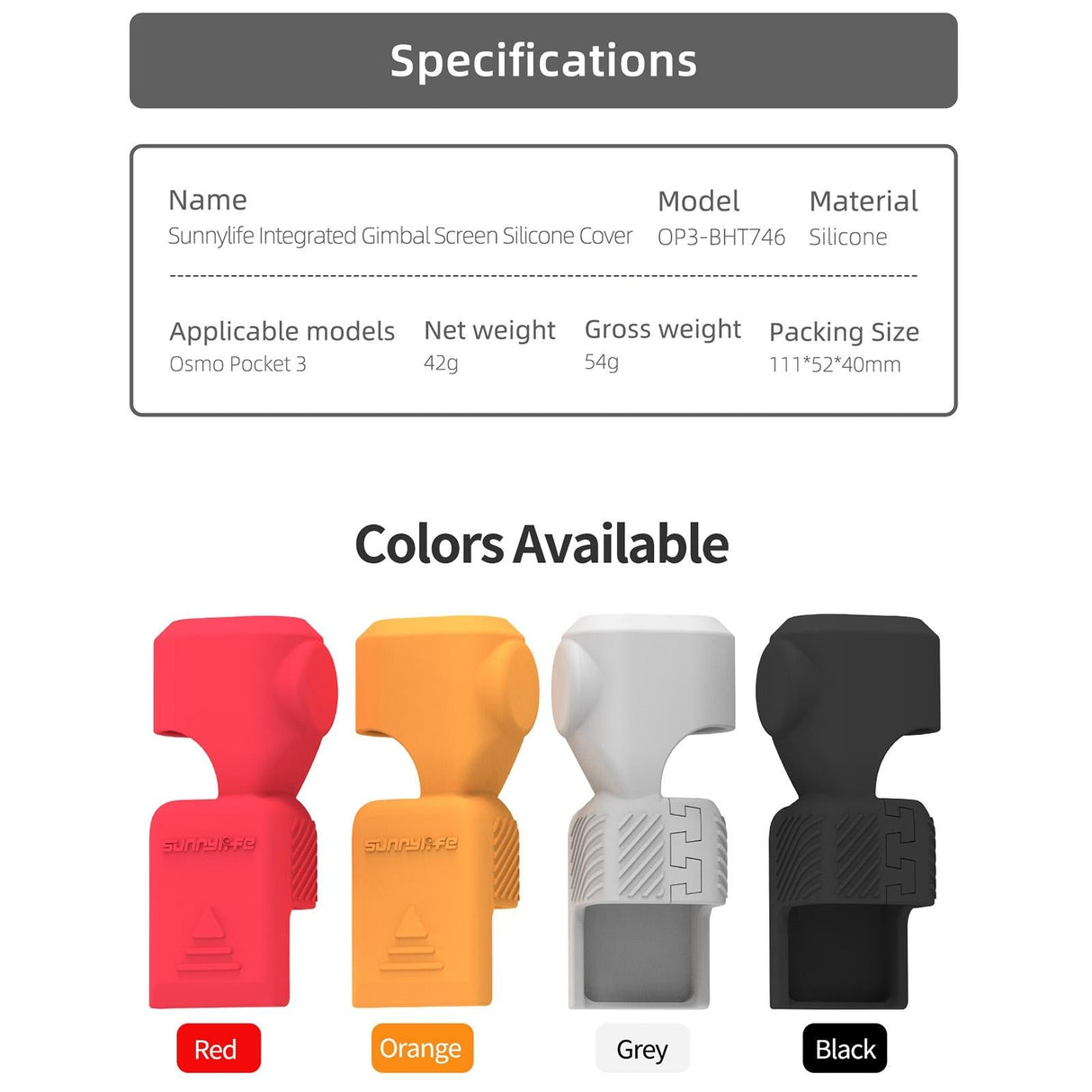 Silicone Protective Case for Dji Pocket 3 - Grey White