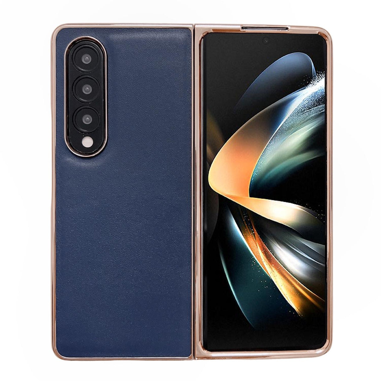 For Samsung Galaxy Z Fold4 5G Xiaoya Series Genuine Leather Plating Case - Dark Green