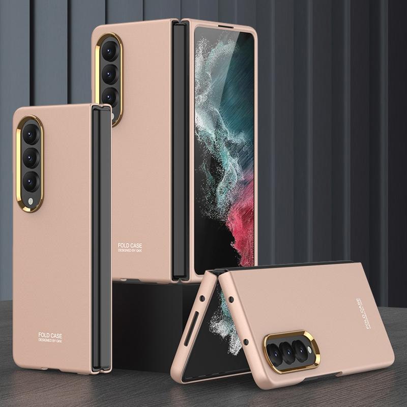 For Samsung Galaxy Z Fold4 5G Electroplating Lens Frame Case - Ultra Thin - Black