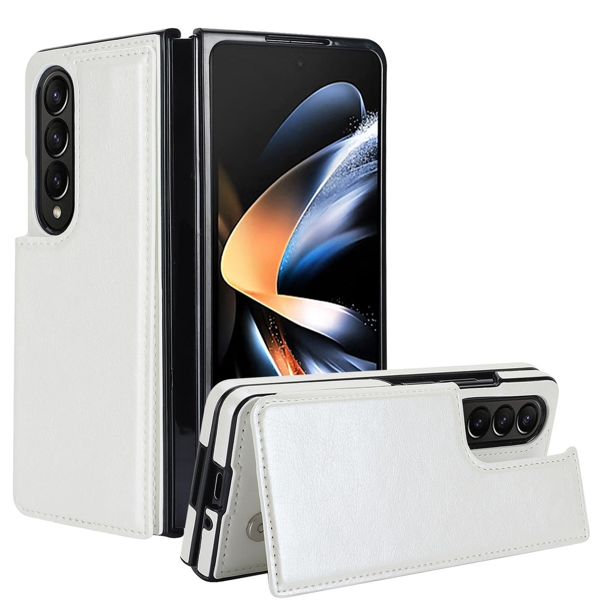 For Samsung Galaxy Z Fold4 5G Full Coverage Double Buckle Phone Case - White