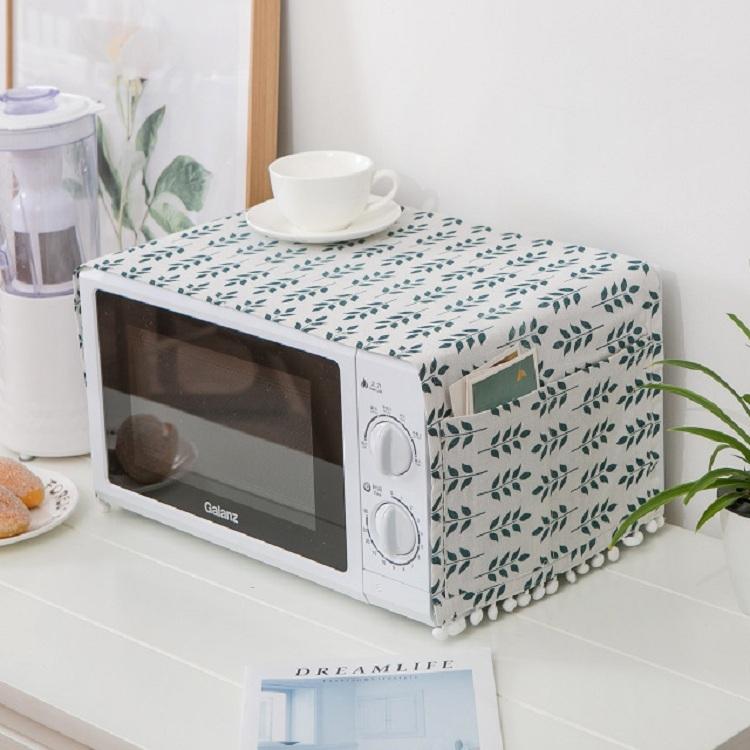 Universal Cotton Linen Microwave Dust Cover - Wood Grain