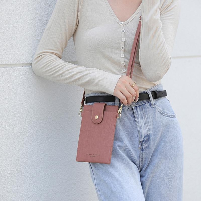 Stylish Thin Messenger Bag For Women - Light Pink