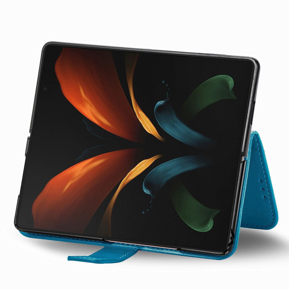 For Samsung Galaxy Z Fold4 5G Embossed Leather Phone Case With Four Leaf Clasp - Gray