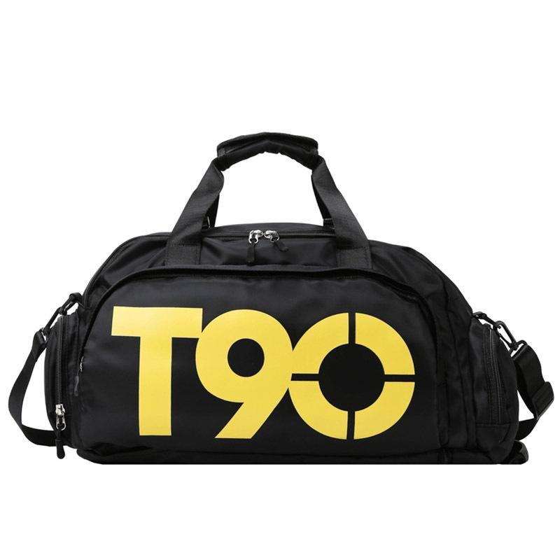 Large Capacity Sports Bag With Wet / Dry Separation - Black Yellow