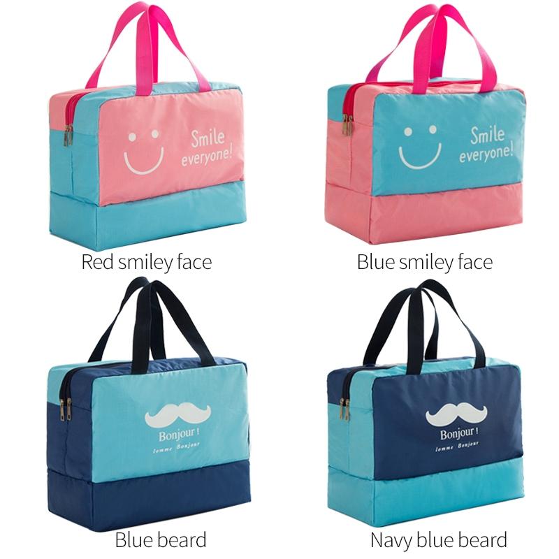 Travel Bag - Waterproof Oxford Cloth - Pink Smiley Face