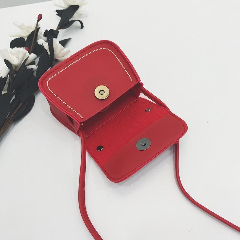 Mini Bowknot Pu Leather Baby Girls Messenger Bag - Green