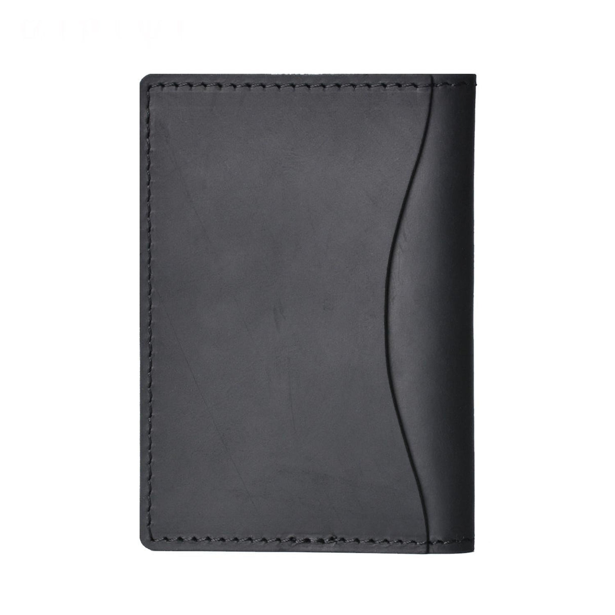 Minimalist Cowhide Card Holder Compact Wallet For Bank & Membership Cards - Black