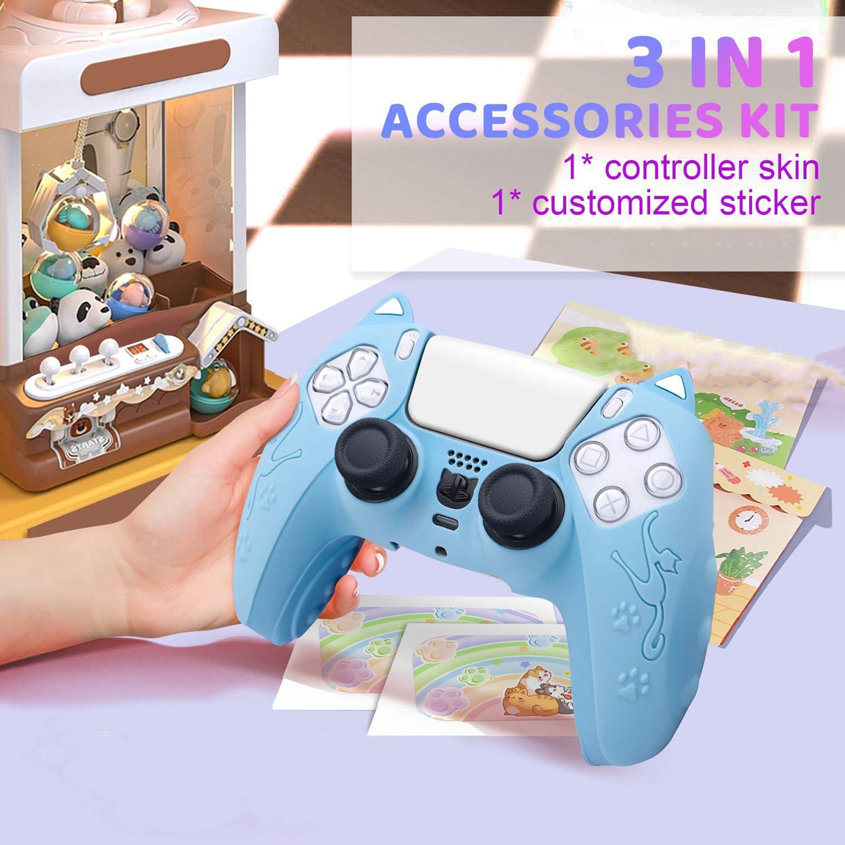 Silicone Cat Ear Gamepad Cover for Sony Ps5 - Purple