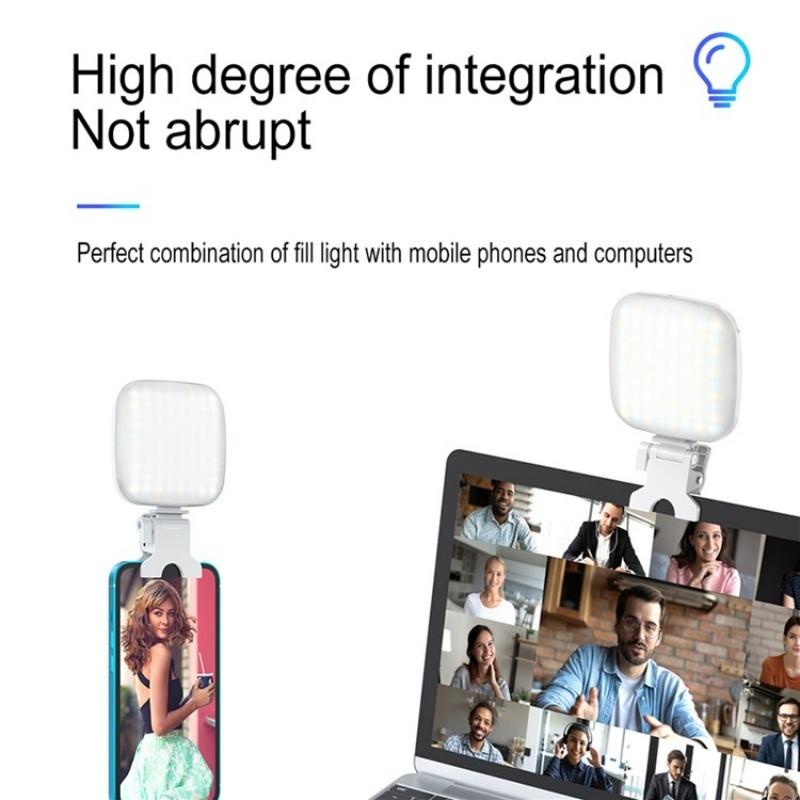 Portable Mini Clip-on Led Fill Light for Video Conferencing and Live Streaming - White