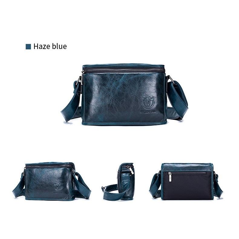 Men Brown Leather Shoulder Bag - Dark Night Green
