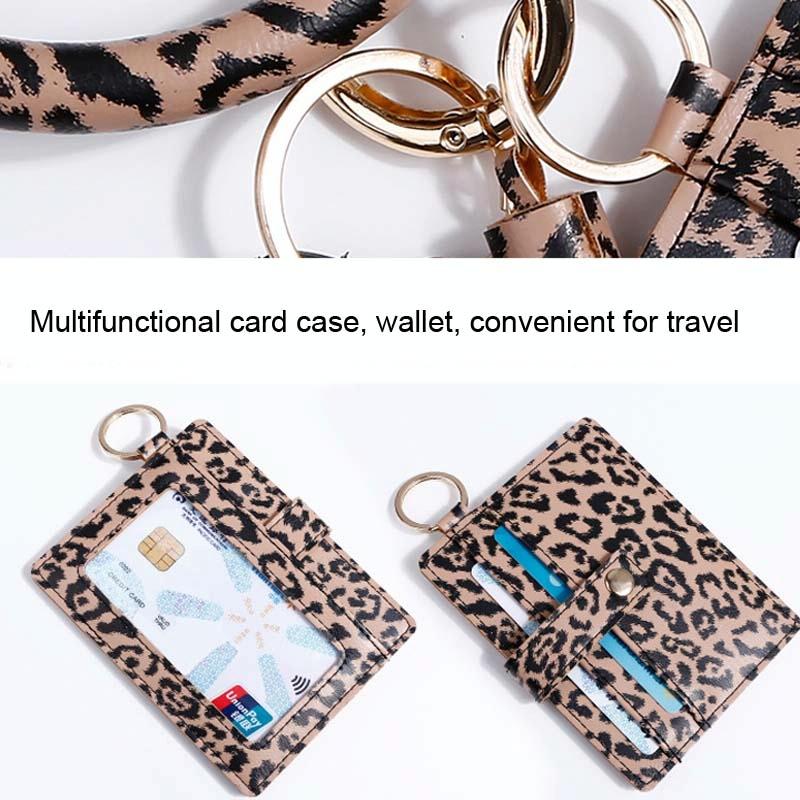 Pu Leather Wrist Ring Key Chain Coin Purse Black - White Snake