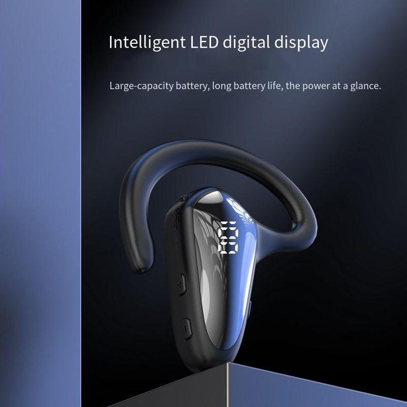 Digital Display Hanging Ear Bone Conduction Bluetooth Headset - Yx02 - Pink