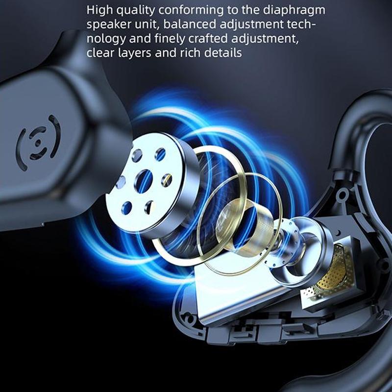 Digital Display Hanging Ear Bone Conduction Bluetooth Headset - Yx02 - Pink