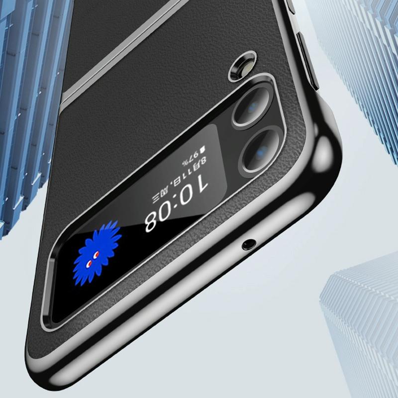 For Samsung Galaxy Z Fold4 5G Leather Folding Phone Case - Electroplated Finish - Rose Gold