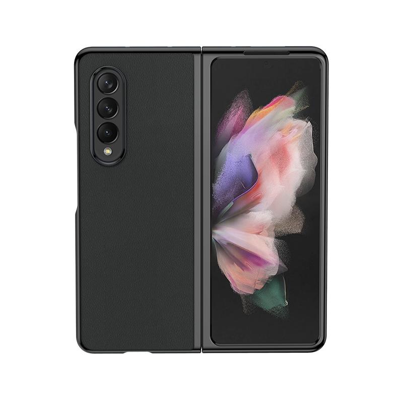 For Samsung Galaxy Z Fold4 5G Leather Folding Phone Case - Electroplated Finish - Rose Gold