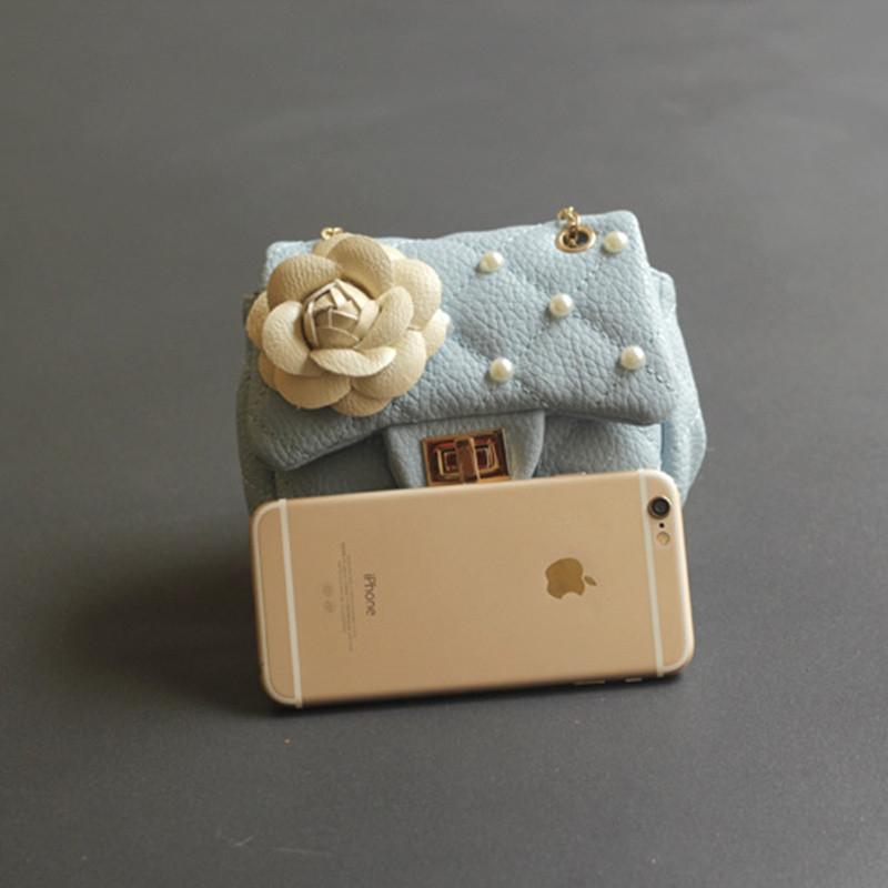 Glitter Flower Chain Kid Shoulder Bag - Blue