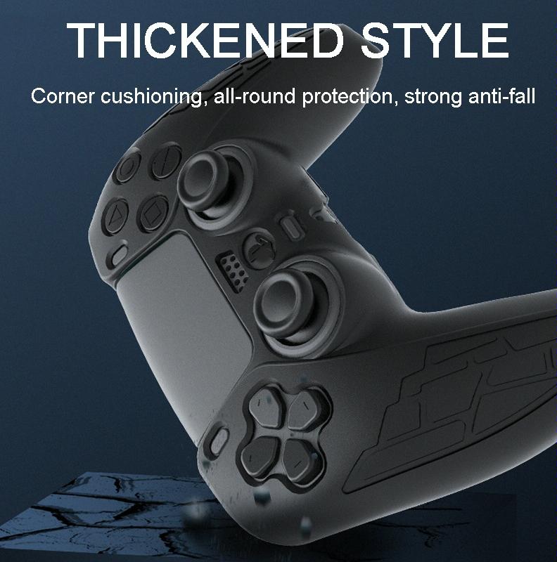 Thickened Non-slip Silicone Case for Ps5 Gamepad - Protective Cover - Black