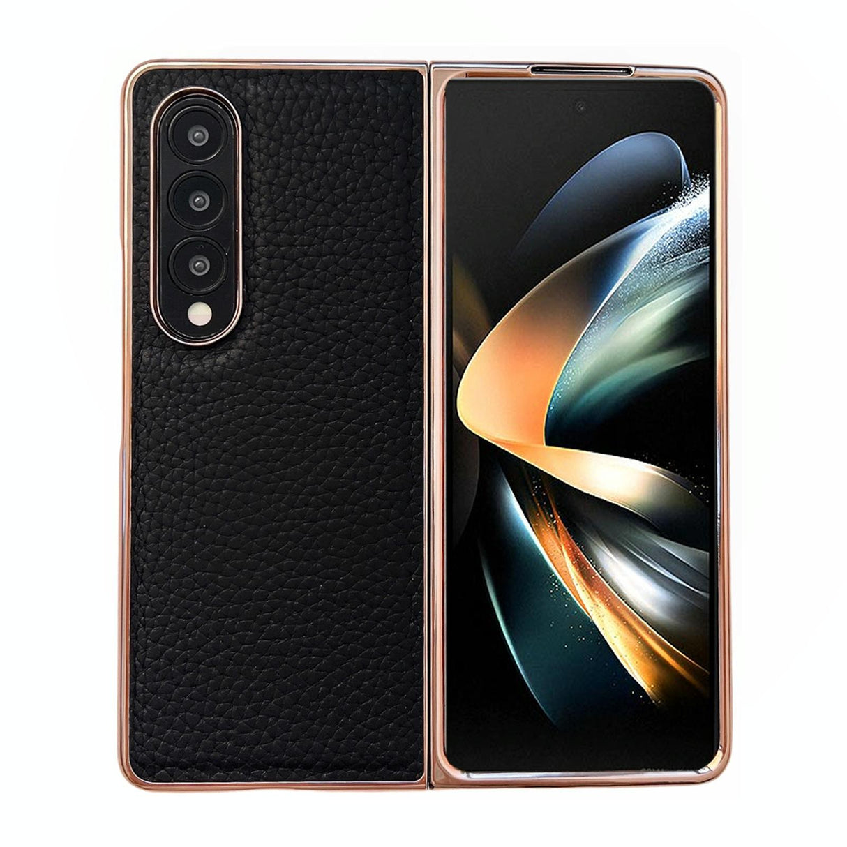 For Samsung Galaxy Z Fold4 5G Star Series Nano Electroplating Pu Case - Black