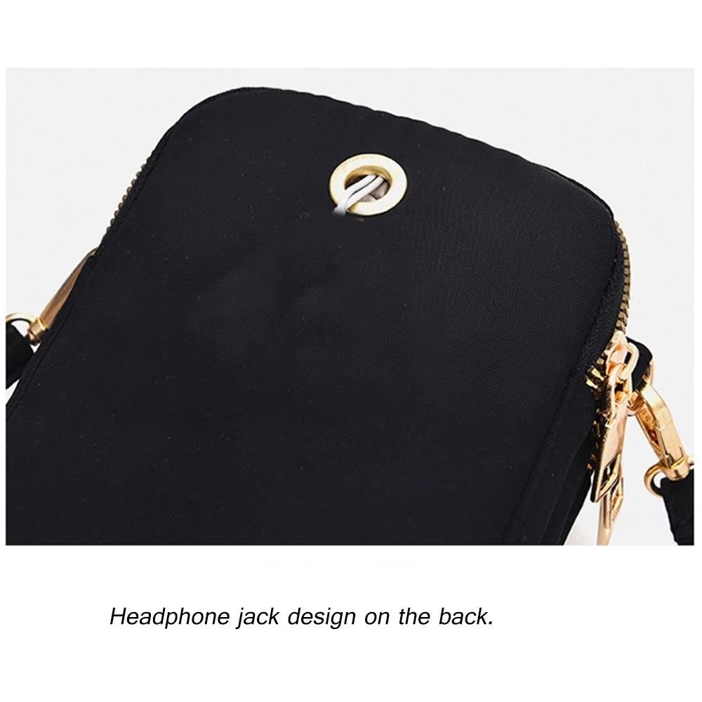 Women Mini Crossbody Phone Bag With Headphone Hole - Black Balloon