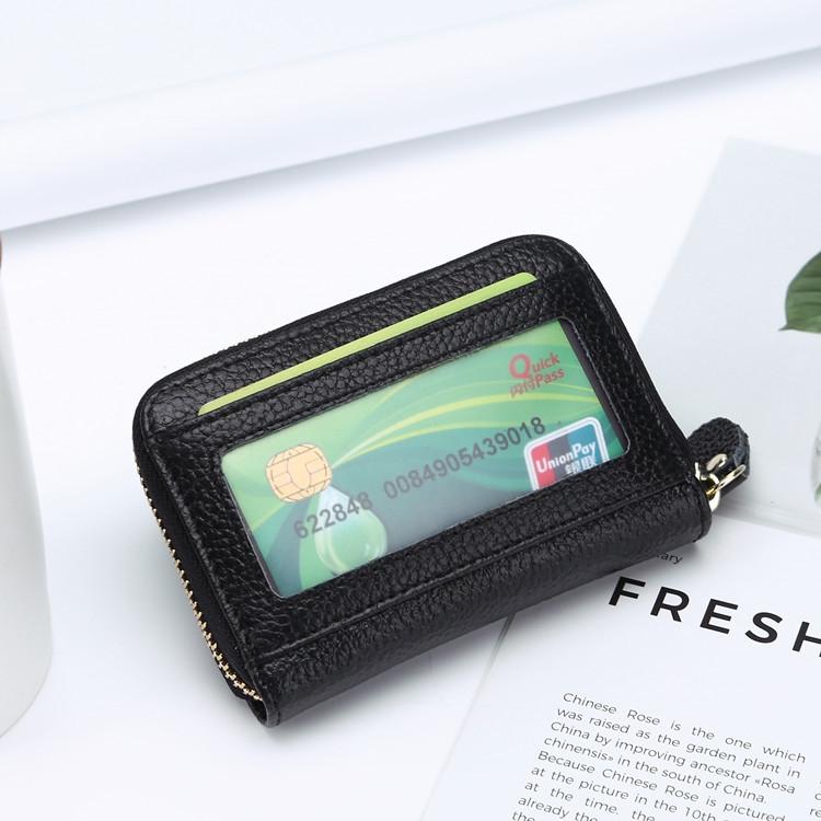 Multi Position Zipper Organ Card Holder Versatile Business Accessory - Black