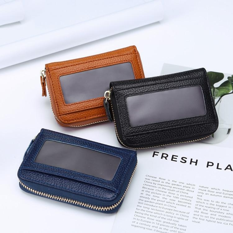 Multi Position Zipper Organ Card Holder Versatile Business Accessory - Black