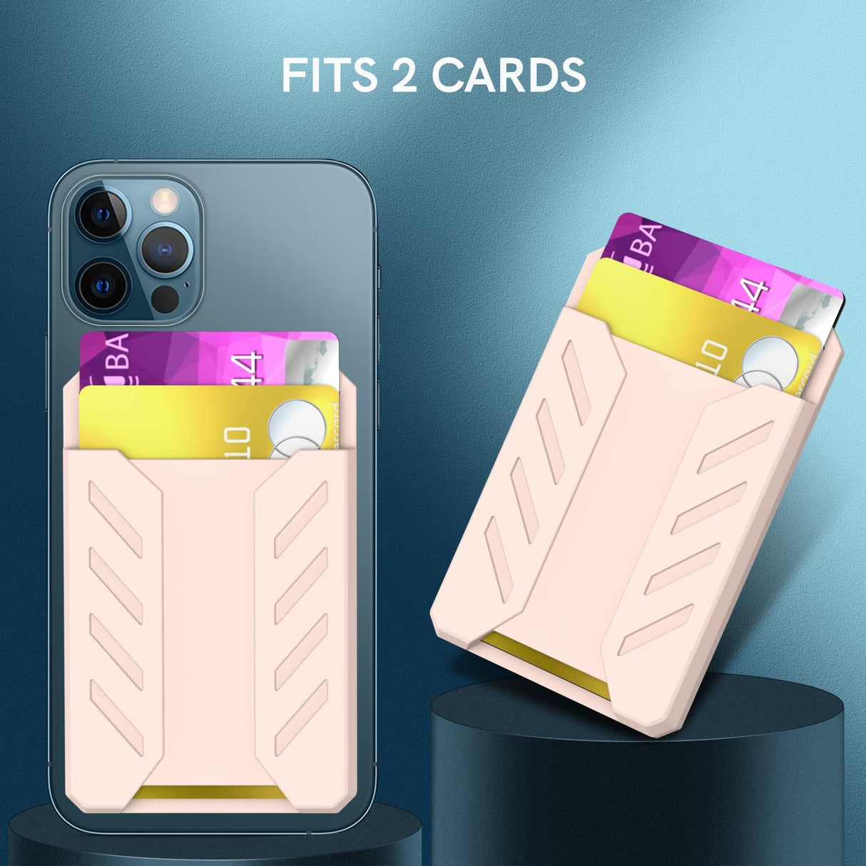 Silicone Adhesive Card Case For Mobile Phones - Blue