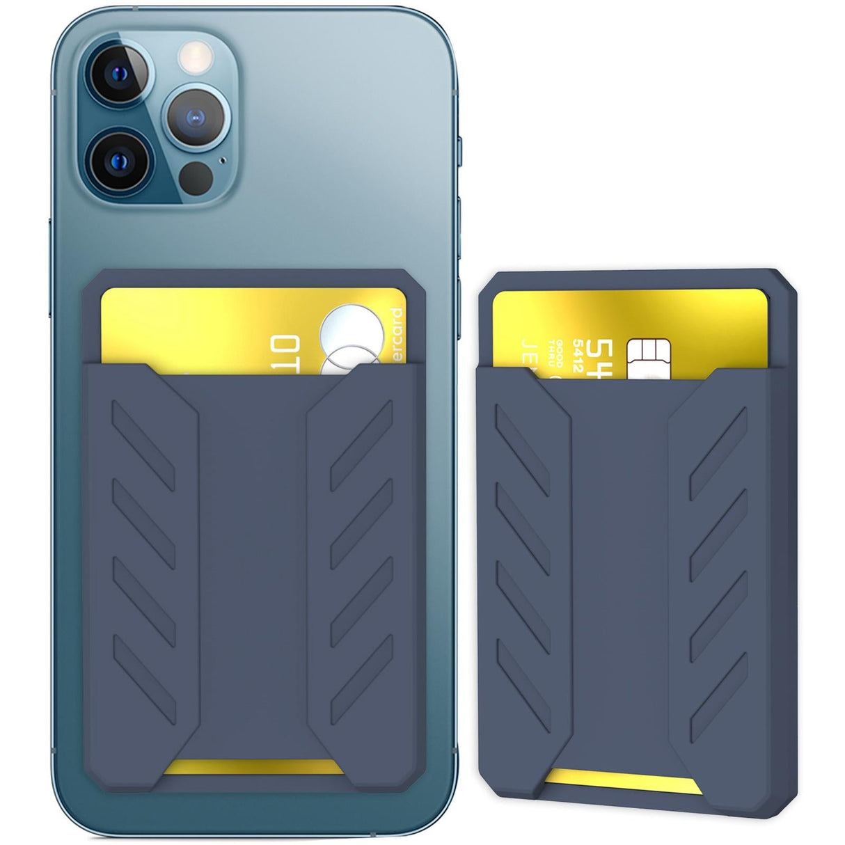Silicone Adhesive Card Case For Mobile Phones - Blue