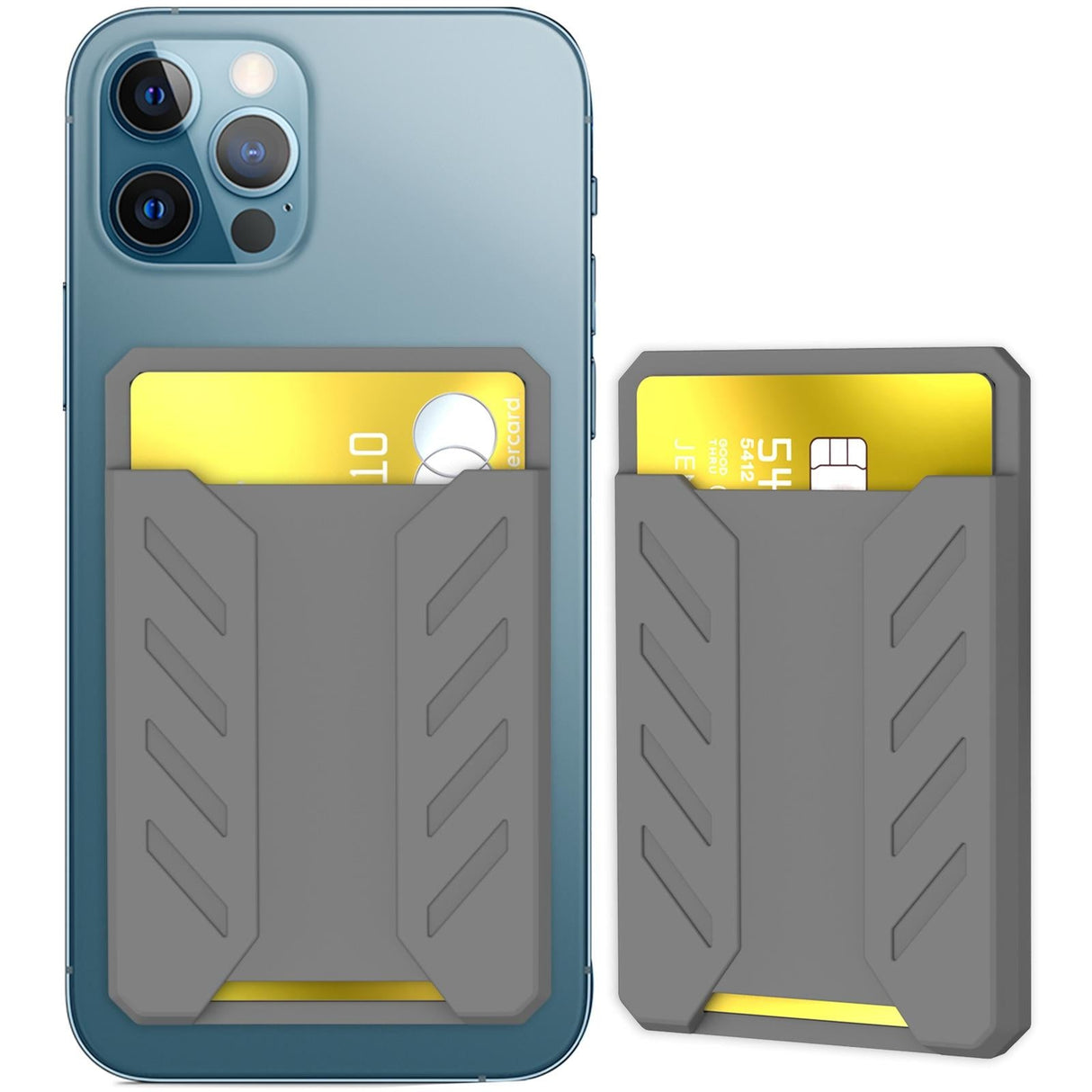 Silicone Adhesive Card Case For Mobile Phones - Blue
