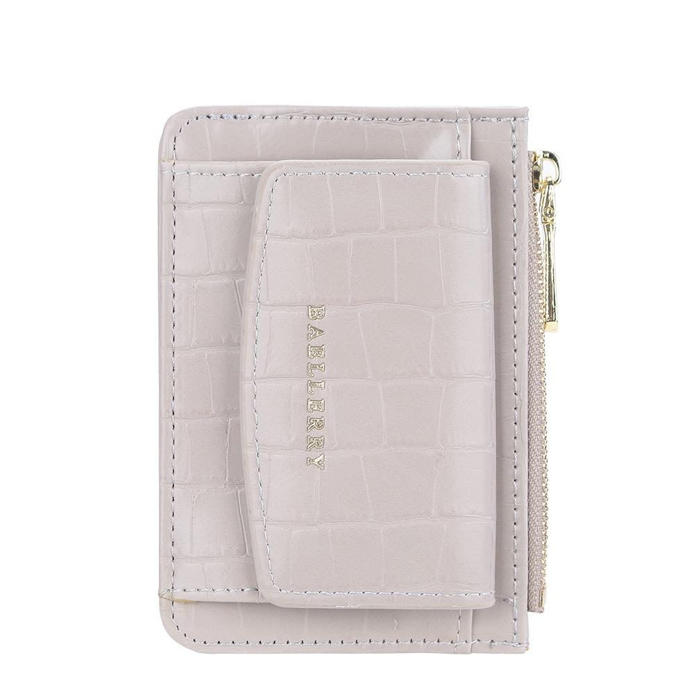 Multifunctional Crocodile Card Holder With Zipper Small Coin Purse - Black