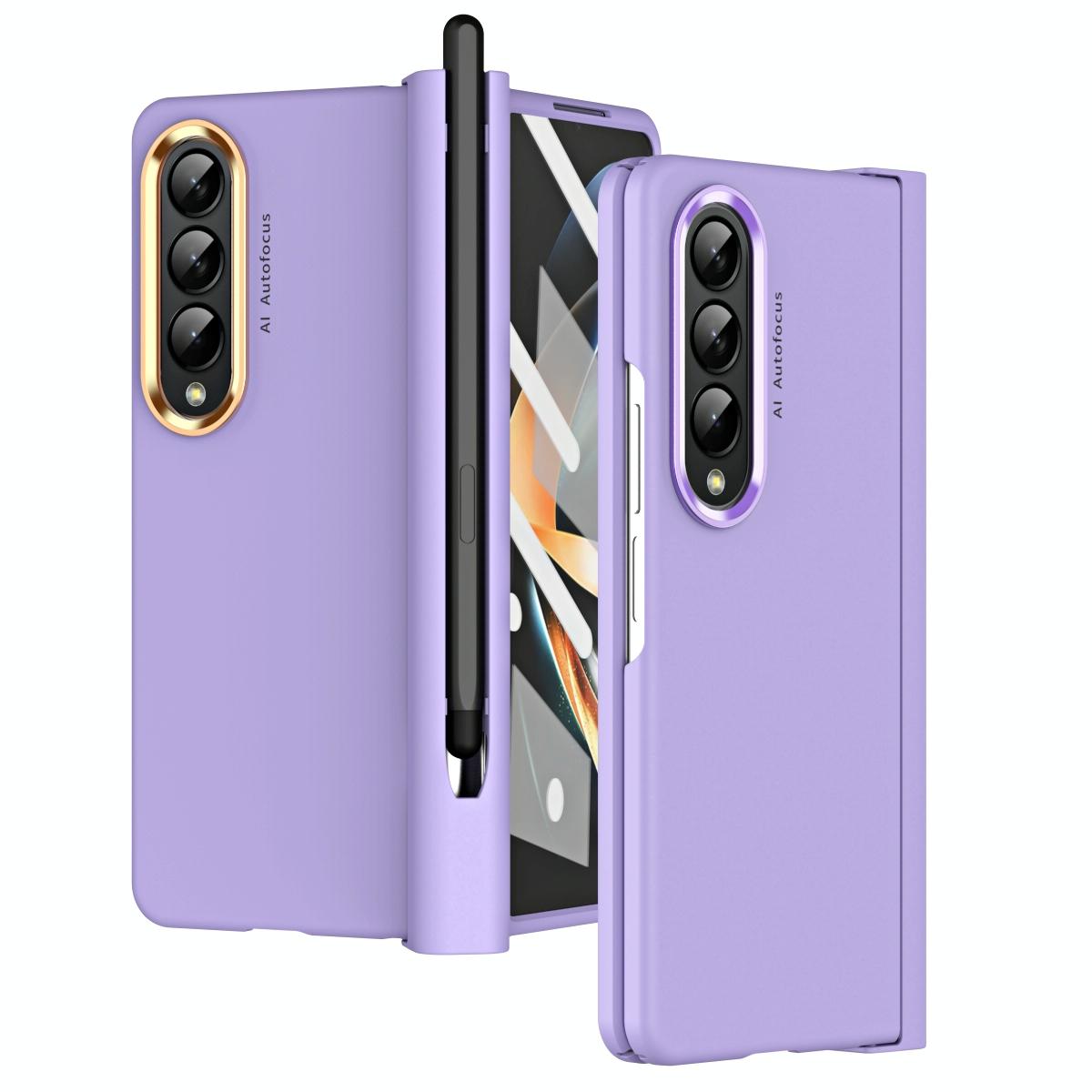 For Samsung Galaxy Z Fold4 5G Samsung Fold 4 Hinge Flip Case - Two Tone Contact Lens - Purple
