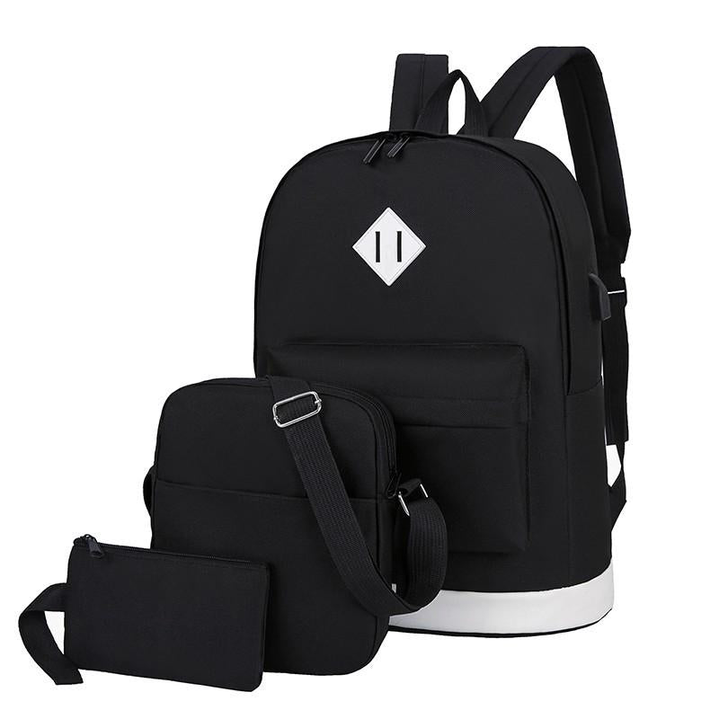 Versatile Student Backpack with Usb Port - College Style - Black