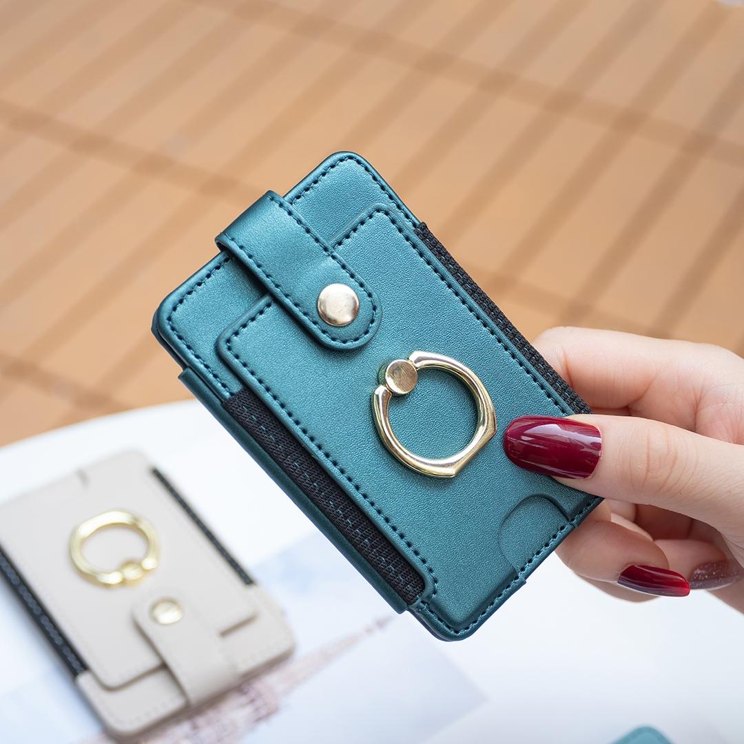 Metal Ring Card Bag Sticker For Mobile Phones - Beige
