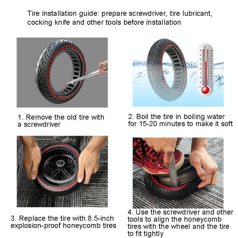 8.5 Inch Honeycomb Solid Tire for Xiaomi Electric Scooters - Black