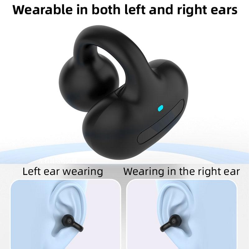 Wireless Single Ear Clip-on Bluetooth Earphone - M-s8 - Blue