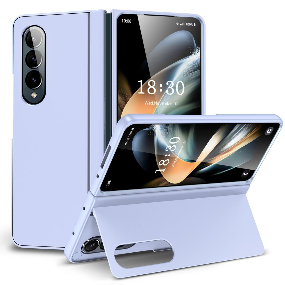 For Samsung Galaxy Z Fold4 5G Foldable Phone Case With Holder - Full Coverage - Light Purple