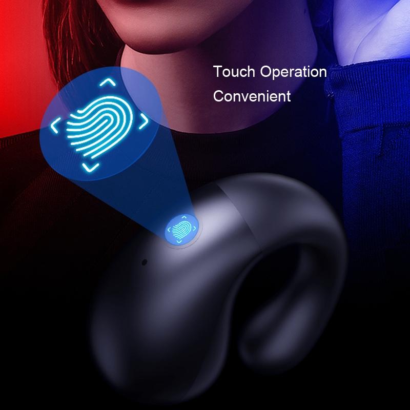 Wireless Bluetooth Earphone with Charging Case - Clip-on - White Blue