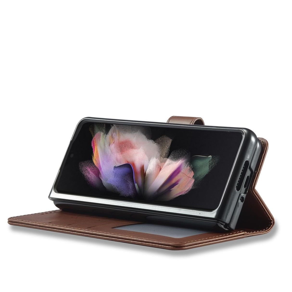 For Samsung Galaxy Z Fold4 5G Calf Leather Phone Case - Grey