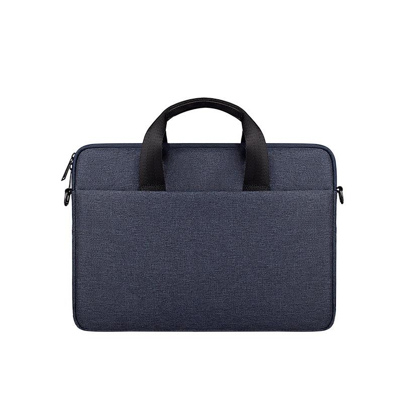 14.1-15.4 Inch Portable Laptop Bag with Single-shoulder Strap - Navy Cyan With Shoulder Strap